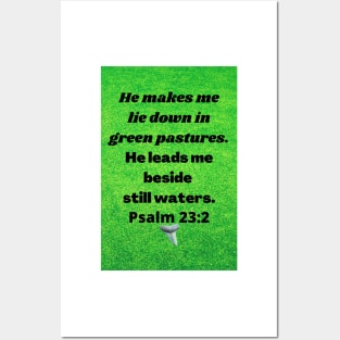 Psalms 23:3 Pastures Water Bible Verse Posters and Art